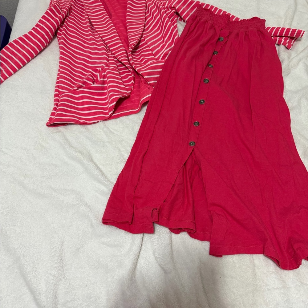 Chic Red Button-Front Maxi Skirt